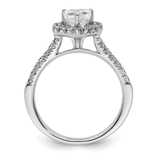 14k White Gold Halo (Holds 3/4 carat (6.00mm) Heart Center) 1/3 carat Diamond Semi-mount Engagement Ring