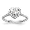 14k White Gold Halo (Holds 3/4 carat (6.00mm) Heart Center) 1/3 carat Diamond Semi-mount Engagement Ring