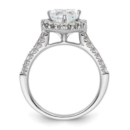 14k White Gold Halo (Holds 1.25 carat (7.1mm) Heart Center) 1/2 carat Diamond Semi-mount Engagement Ring