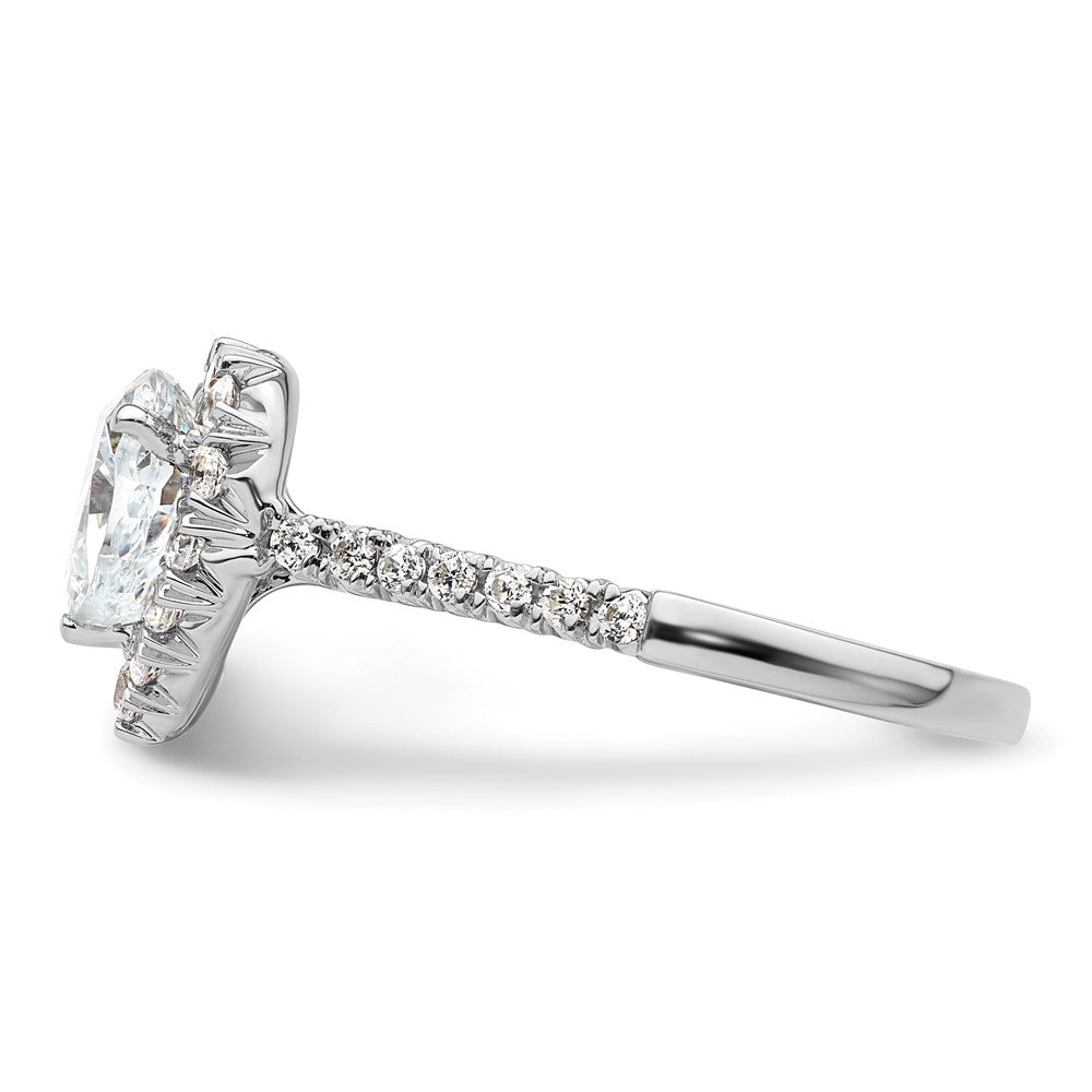 14k White Gold Halo (Holds 1.25 carat (7.1mm) Heart Center) 1/2 carat Diamond Semi-mount Engagement Ring