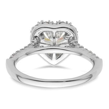 14k White Gold Halo (Holds 1.25 carat (7.1mm) Heart Center) 1/2 carat Diamond Semi-mount Engagement Ring