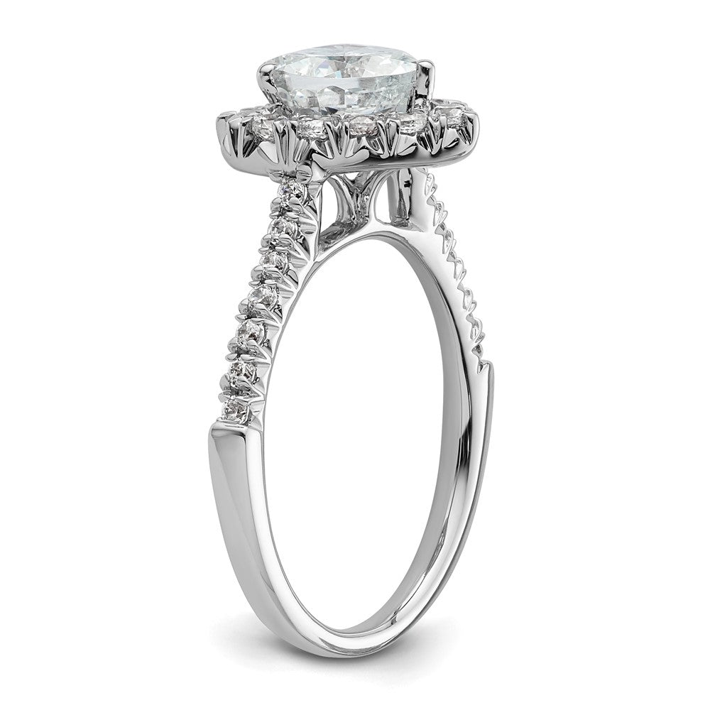 14k White Gold Halo (Holds 1.25 carat (7.1mm) Heart Center) 1/2 carat Diamond Semi-mount Engagement Ring