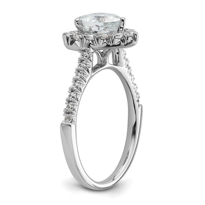 14k White Gold Halo (Holds 1.25 carat (7.1mm) Heart Center) 1/2 carat Diamond Semi-mount Engagement Ring
