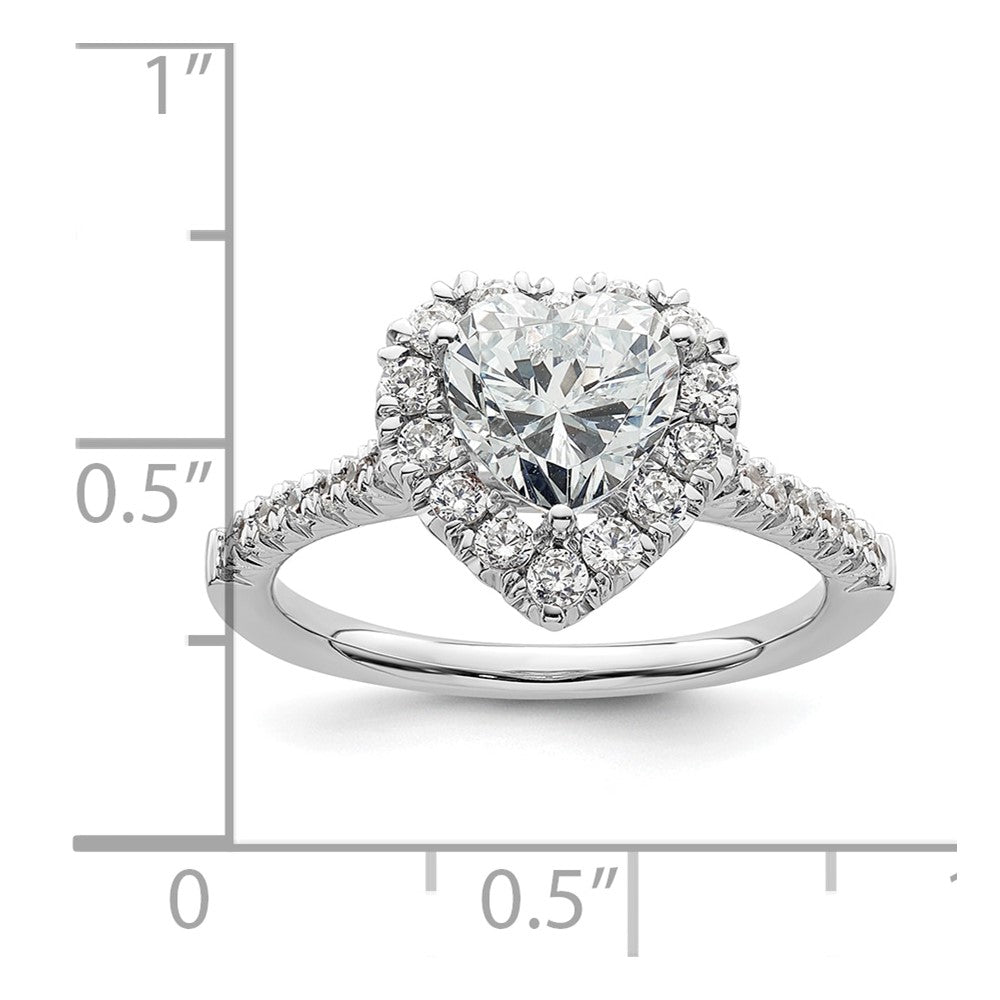 14k White Gold Halo (Holds 1.25 carat (7.1mm) Heart Center) 1/2 carat Diamond Semi-mount Engagement Ring