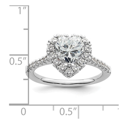 14k White Gold Halo (Holds 1.25 carat (7.1mm) Heart Center) 1/2 carat Diamond Semi-mount Engagement Ring