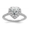 14k White Gold Halo (Holds 1.25 carat (7.1mm) Heart Center) 1/2 carat Diamond Semi-mount Engagement Ring