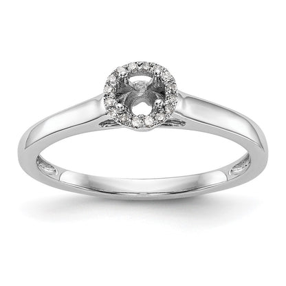 14K White Gold Halo (Holds 1/5 carat (3.5mm) Round Center) 1/20 carat Diamond Semi-Mount Engagement Ring