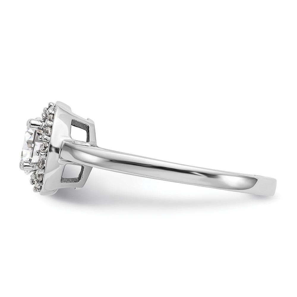 14K White Gold Halo (Holds 3/4 carat (6.5mm) Round Center) 1/6 carat Diamond Semi-Mount Engagement Ring