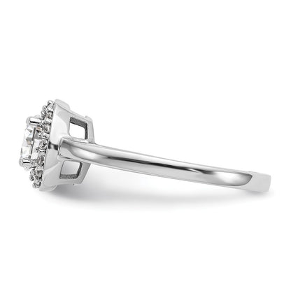 14K White Gold Halo (Holds 3/4 carat (6.5mm) Round Center) 1/6 carat Diamond Semi-Mount Engagement Ring