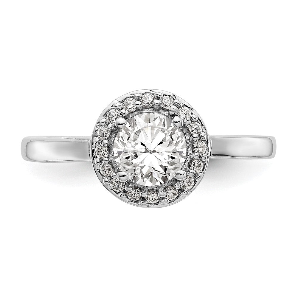 14K White Gold Halo (Holds 3/4 carat (6.5mm) Round Center) 1/6 carat Diamond Semi-Mount Engagement Ring