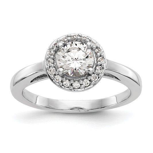 14K White Gold Halo (Holds 3/4 carat (6.5mm) Round Center) 1/6 carat Diamond Semi-Mount Engagement Ring
