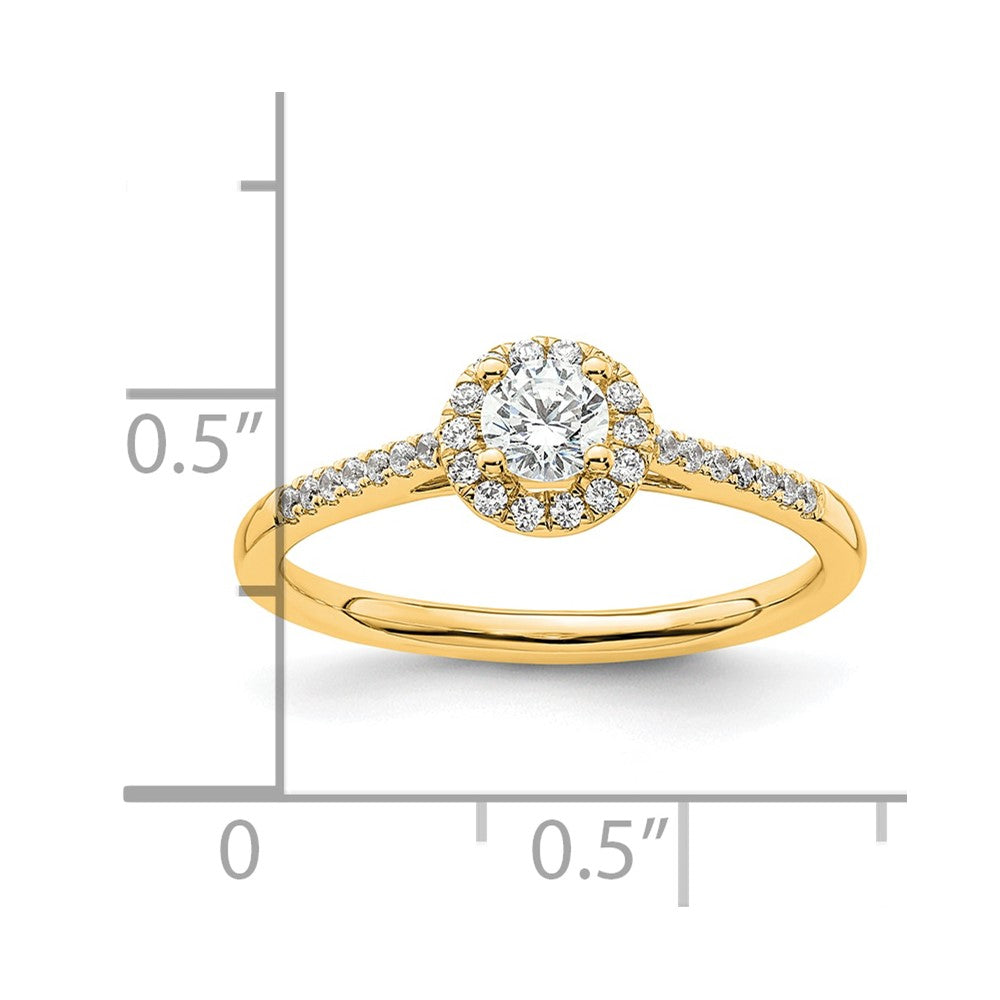 14K Yellow Gold Round Diamond Semi-Mount Halo Engagement Ring