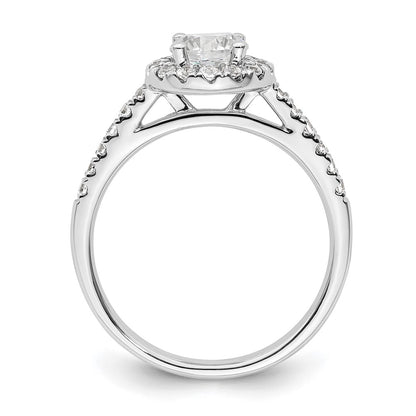 14K White Gold Halo (Holds 3/4 carat (5.8mm) Round Center) 3/8 carat  Diamond Semi-Mount Engagement Ring