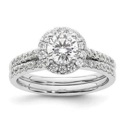 14K White Gold Halo (Holds 3/4 carat (5.8mm) Round Center) 3/8 carat  Diamond Semi-Mount Engagement Ring