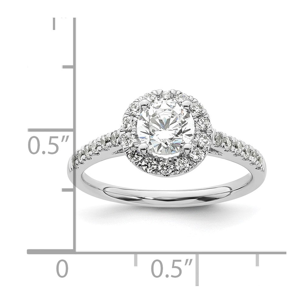 14K White Gold Halo (Holds 3/4 carat (5.8mm) Round Center) 3/8 carat  Diamond Semi-Mount Engagement Ring