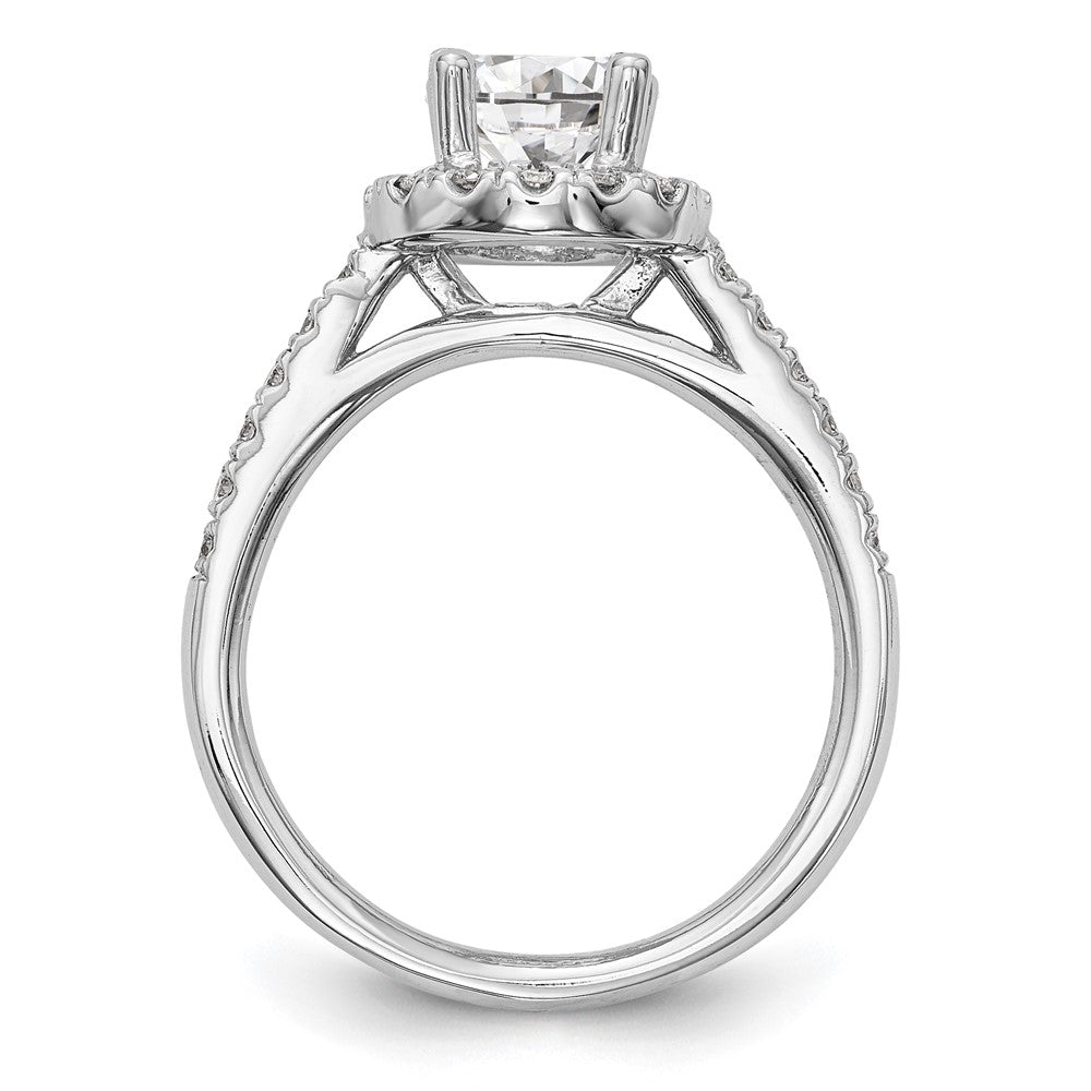 14K White Gold Halo (Holds 1 carat (6.5mm) Round Center) 1/2 carat  Diamond Semi-Mount Engagement Ring