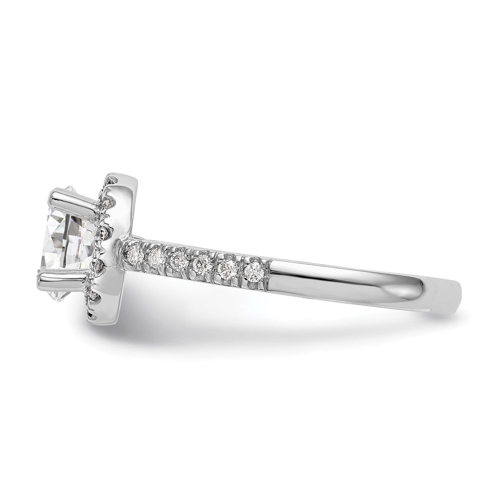 14K White Gold Halo (Holds 1 carat (6.5mm) Round Center) 1/2 carat  Diamond Semi-Mount Engagement Ring