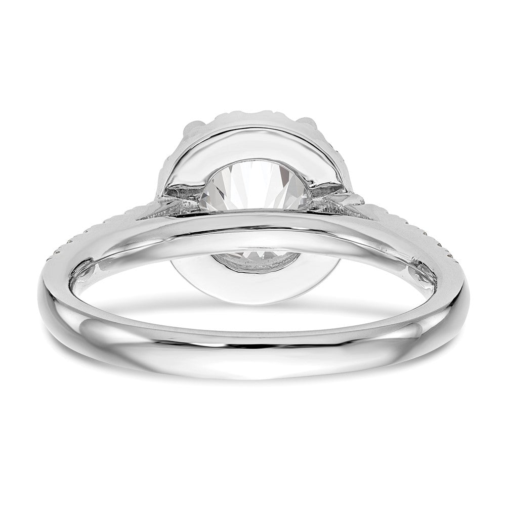 14K White Gold Halo (Holds 1 carat (6.5mm) Round Center) 1/2 carat  Diamond Semi-Mount Engagement Ring