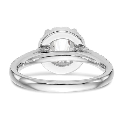 14K White Gold Halo (Holds 1 carat (6.5mm) Round Center) 1/2 carat  Diamond Semi-Mount Engagement Ring