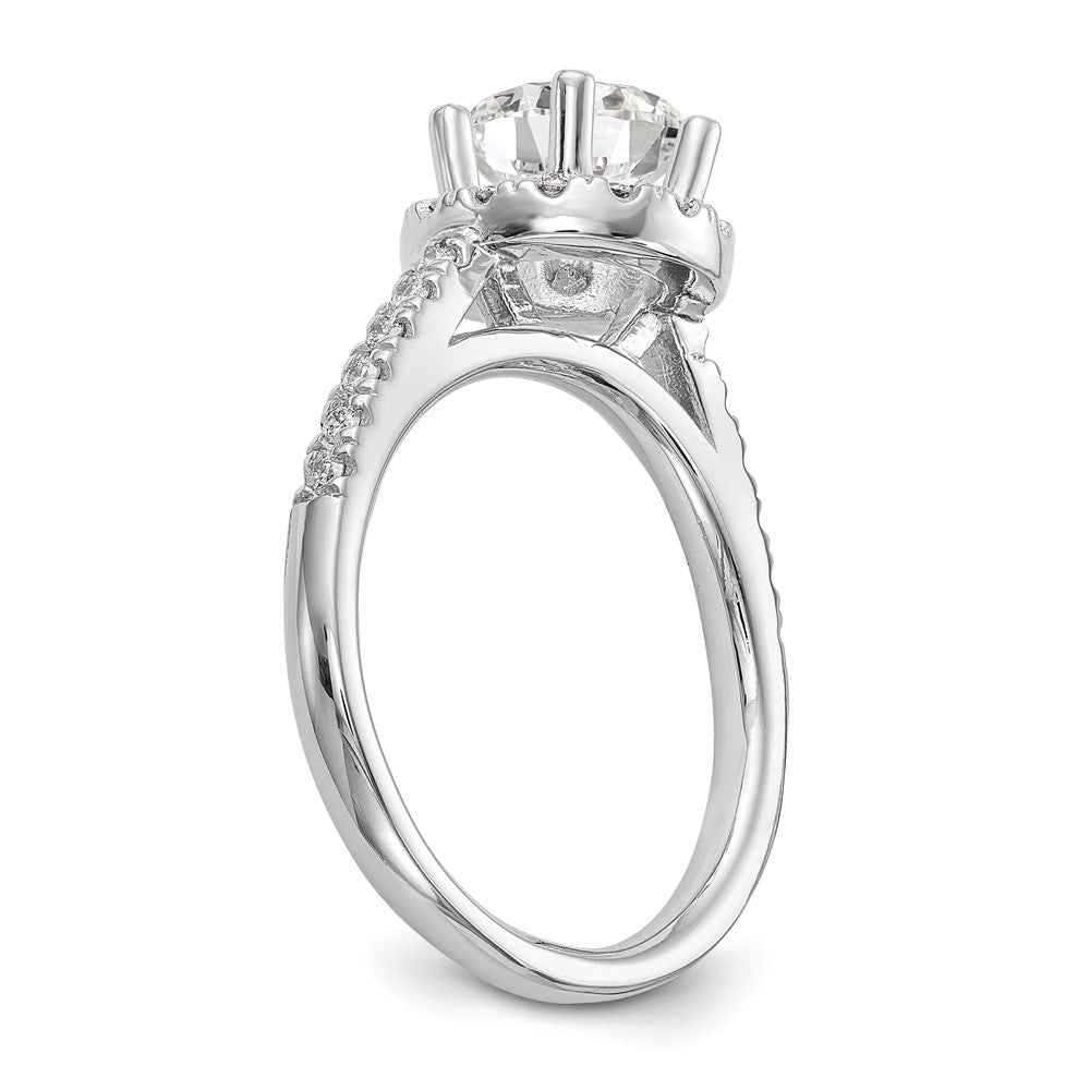 14K White Gold Halo (Holds 1 carat (6.5mm) Round Center) 1/2 carat  Diamond Semi-Mount Engagement Ring