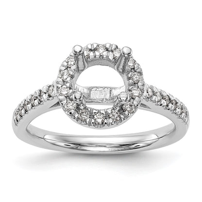14K White Gold Halo (Holds 1 carat (6.5mm) Round Center) 1/2 carat  Diamond Semi-Mount Engagement Ring