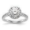 14K White Gold Halo (Holds 1 carat (6.5mm) Round Center) 1/2 carat  Diamond Semi-Mount Engagement Ring