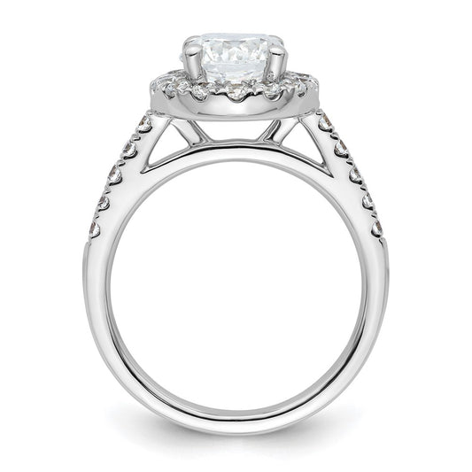 14K White Gold Halo (Holds 1.5 carat (7.5mm) Round Center) 3/4 carat  Diamond Semi-Mount Engagement Ring