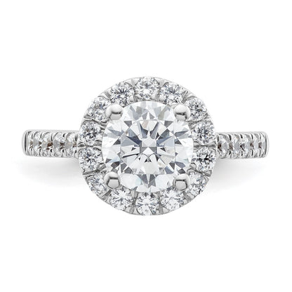 14K White Gold Halo (Holds 1.5 carat (7.5mm) Round Center) 3/4 carat  Diamond Semi-Mount Engagement Ring