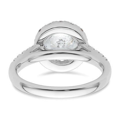 14K White Gold Halo (Holds 1.5 carat (7.5mm) Round Center) 3/4 carat  Diamond Semi-Mount Engagement Ring