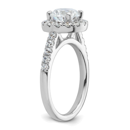 14K White Gold Halo (Holds 1.5 carat (7.5mm) Round Center) 3/4 carat  Diamond Semi-Mount Engagement Ring