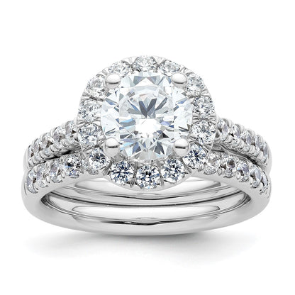 14K White Gold Halo (Holds 1.5 carat (7.5mm) Round Center) 3/4 carat  Diamond Semi-Mount Engagement Ring