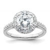 14K White Gold Halo (Holds 1.5 carat (7.5mm) Round Center) 3/4 carat  Diamond Semi-Mount Engagement Ring