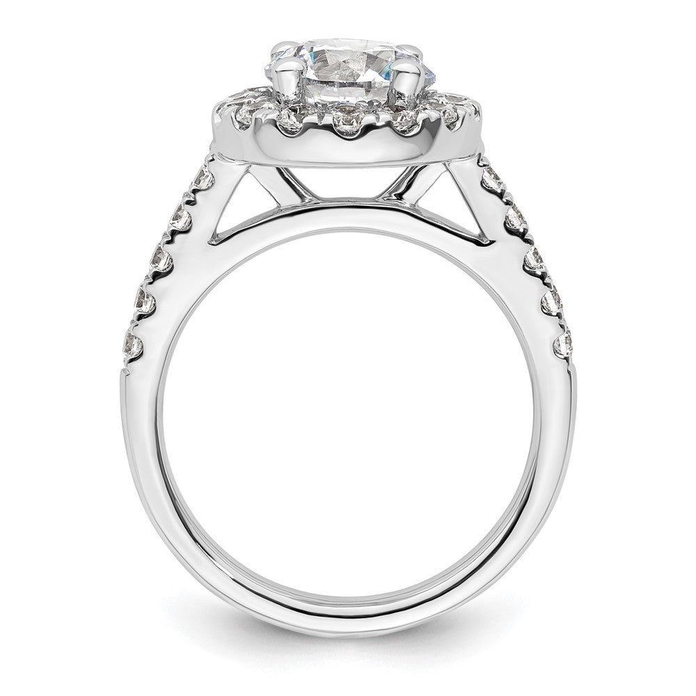 14K White Gold Halo (Holds 2 carat (8.2mm) Round Center) 7/8 carat  Diamond Semi-Mount Engagement Ring