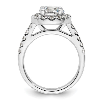 14K White Gold Halo (Holds 2 carat (8.2mm) Round Center) 7/8 carat  Diamond Semi-Mount Engagement Ring