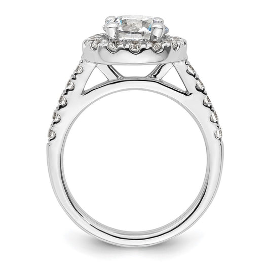 14K White Gold Halo (Holds 2 carat (8.2mm) Round Center) 7/8 carat  Diamond Semi-Mount Engagement Ring
