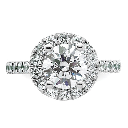 14K White Gold Halo (Holds 2 carat (8.2mm) Round Center) 7/8 carat  Diamond Semi-Mount Engagement Ring
