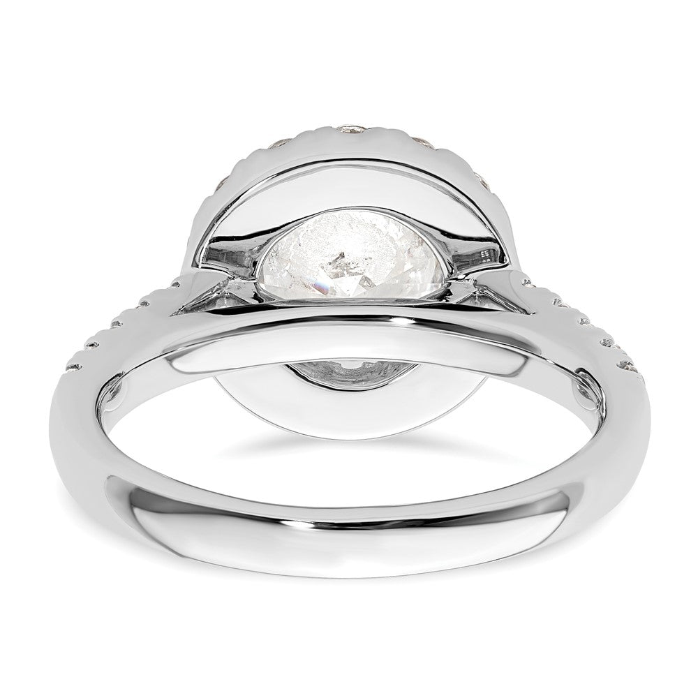 14K White Gold Halo (Holds 2 carat (8.2mm) Round Center) 7/8 carat  Diamond Semi-Mount Engagement Ring