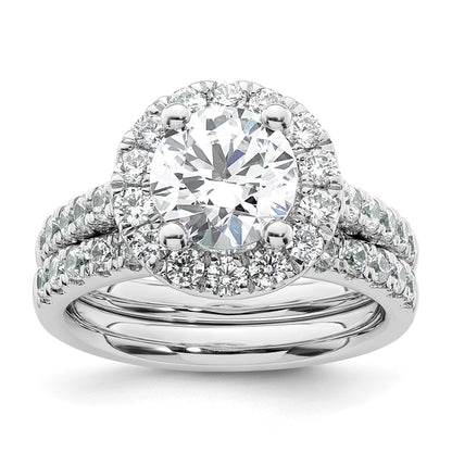 14K White Gold Halo (Holds 2 carat (8.2mm) Round Center) 7/8 carat  Diamond Semi-Mount Engagement Ring