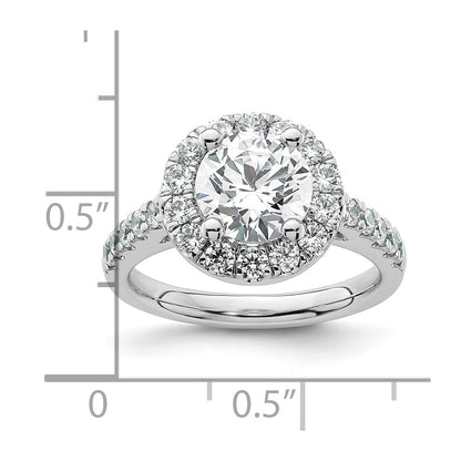 14K White Gold Halo (Holds 2 carat (8.2mm) Round Center) 7/8 carat  Diamond Semi-Mount Engagement Ring