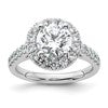 14K White Gold Halo (Holds 2 carat (8.2mm) Round Center) 7/8 carat  Diamond Semi-Mount Engagement Ring