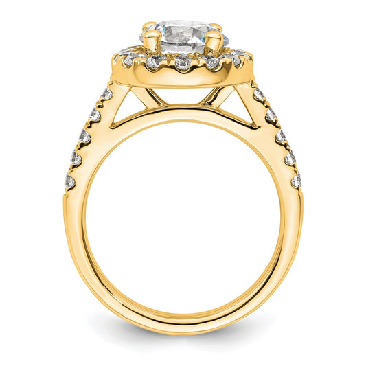 14K Round Diamond Semi-Mount Halo Engagement Ring