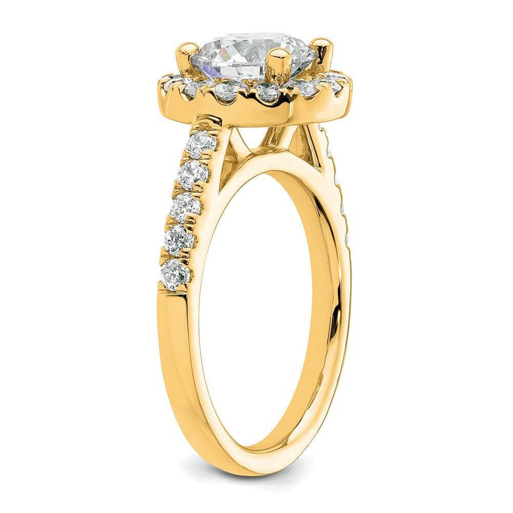 14K Round Diamond Semi-Mount Halo Engagement Ring