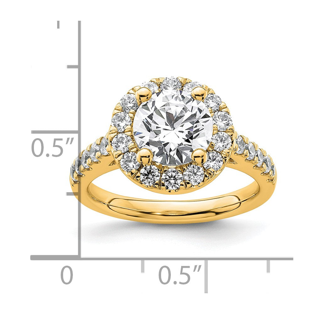 14K Round Diamond Semi-Mount Halo Engagement Ring