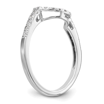 14k White Gold 1/4 carat Diamond Contoured Complete Wedding Band