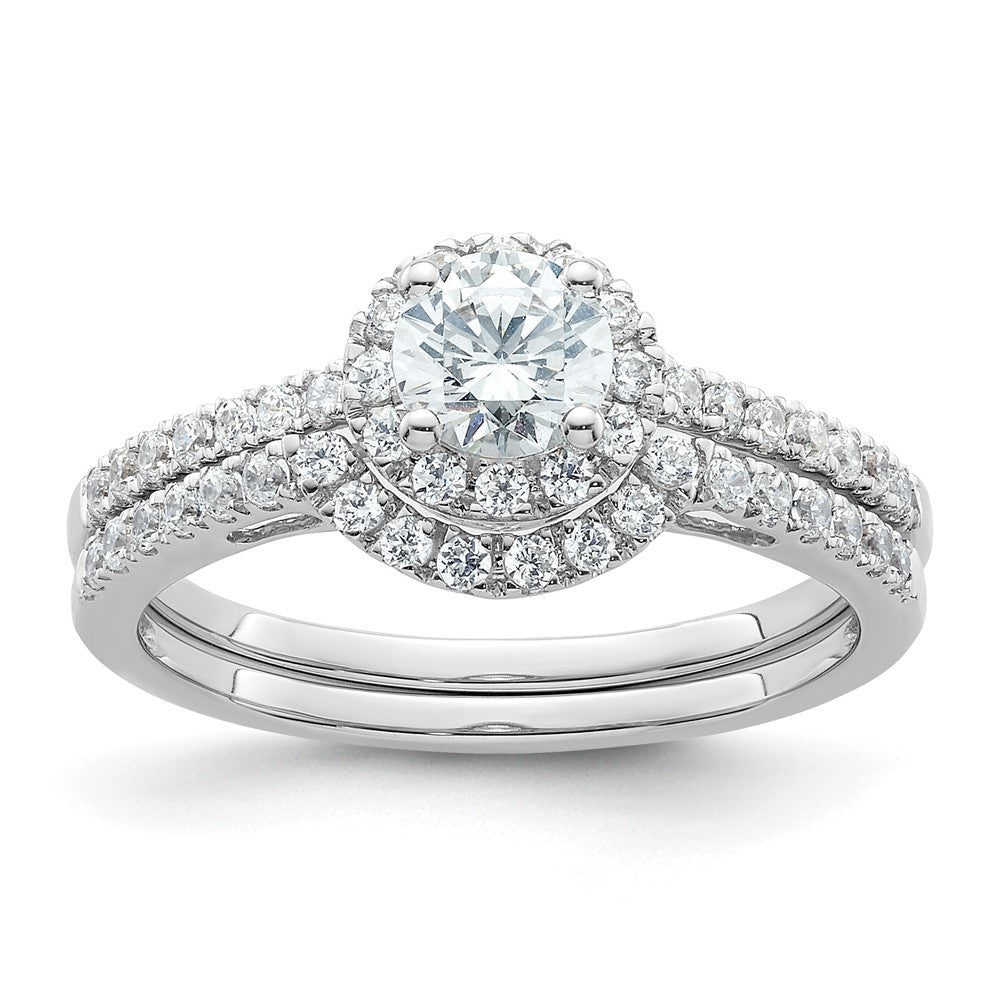 14K White Gold Eternal Promise Lab Grown VS/SI+ G+ Dia Halo Complete Ring