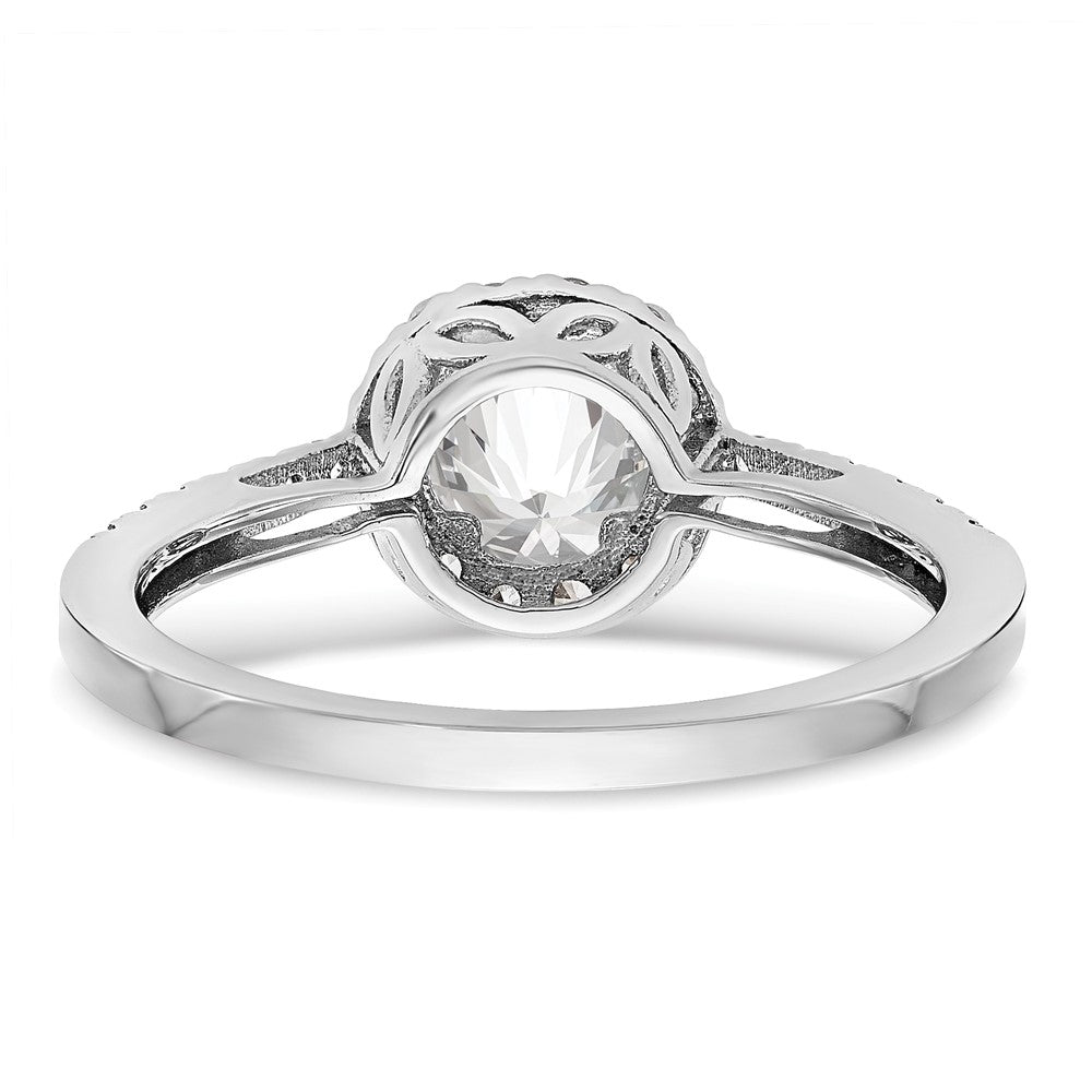 14K White Gold Halo Plus (Holds 1 carat (6.5mm) Round Center) 3/8 carat Diamond Semi-Mount Engagement Ring