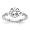 14K White Gold Halo Plus (Holds 1 carat (6.5mm) Round Center) 3/8 carat Diamond Semi-Mount Engagement Ring