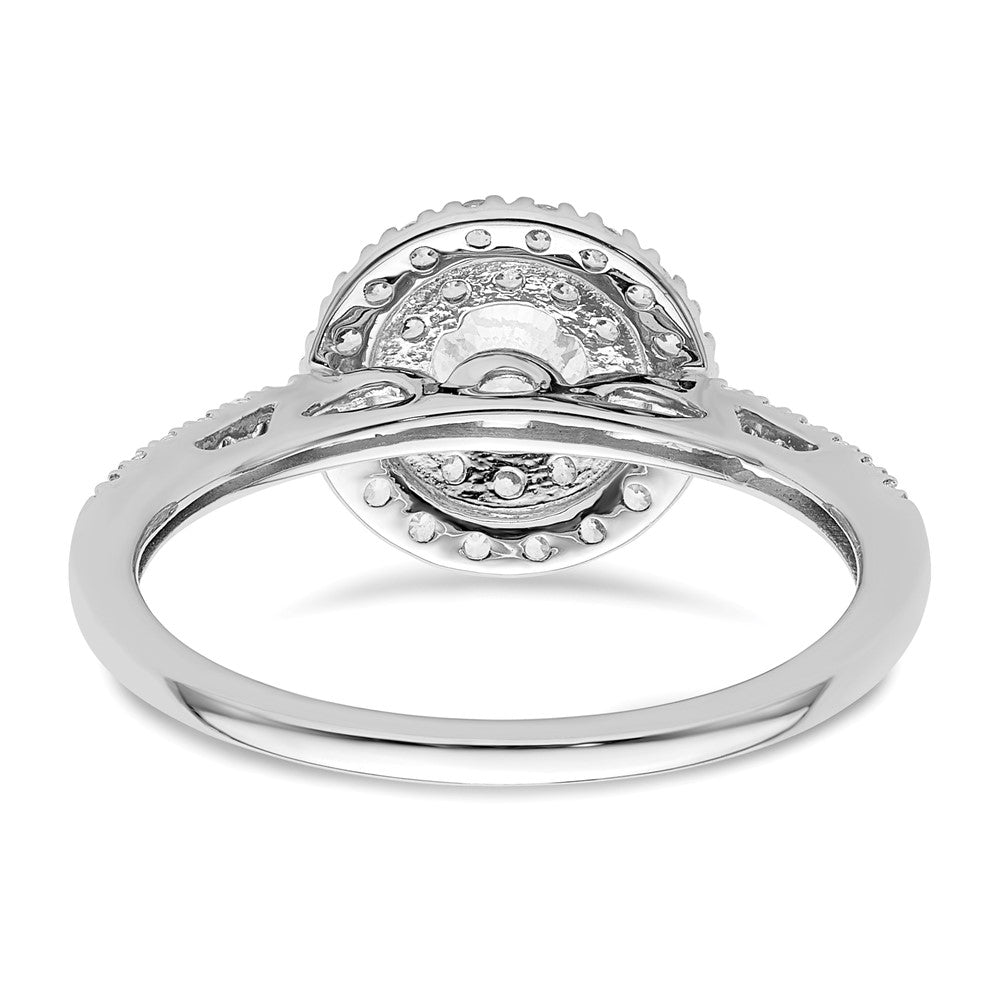 14k White Gold Double Halo (Holds 1/4 carat (4.7mm) Round Center) 3/8 carat Diamond Semi-Mount Engagement Ring