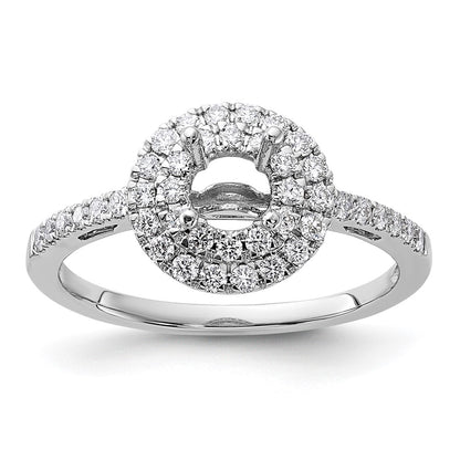 14k White Gold 7/8 carat Lab Grown Diamond VS/SI+ G+ Complete Double Halo Engagement Ring
