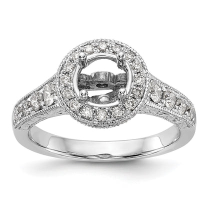 14k White Gold 3/4 carat Lab Grown Diamond VS/SI+ G+ 3/4 carat Center Round Semi Mount Engagement Ring
